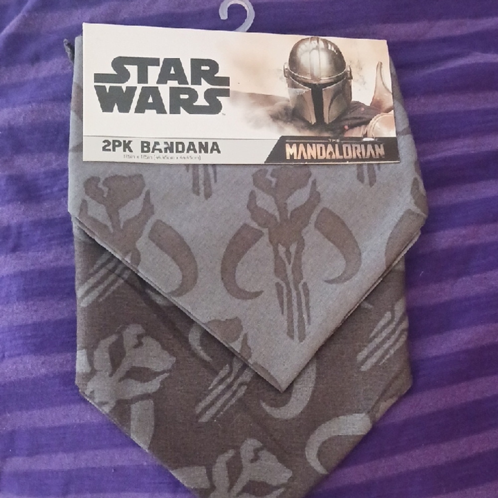 Star Wars Mandalorian 2 Piece Dog Bandana Set - Gray and Black